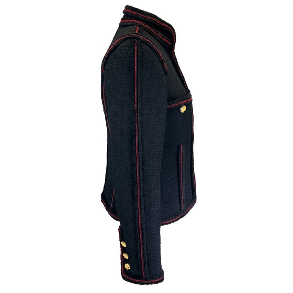 Chanel Black / Red 2009 Full Zip Wool Tweed Jacket - Picture 2 of 5